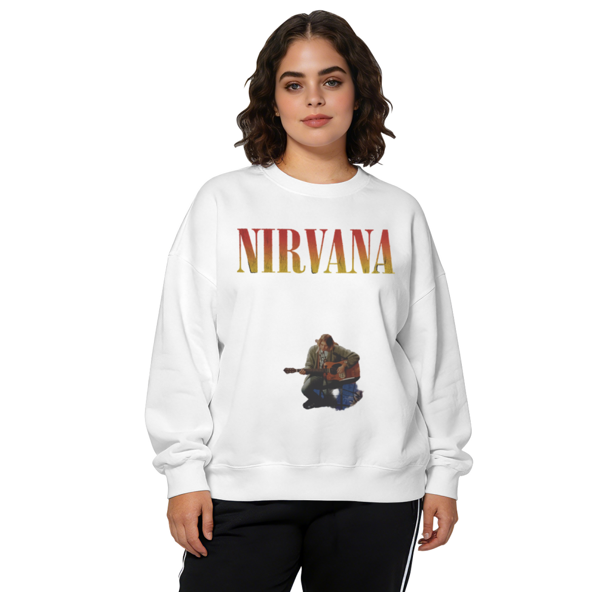 Nirvana Kurt Cobain Acoustic Guitar Crewneck Sweatshirt