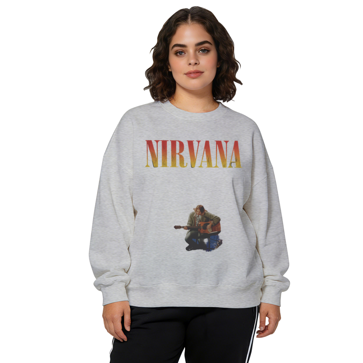Nirvana Kurt Cobain Acoustic Guitar Crewneck Sweatshirt