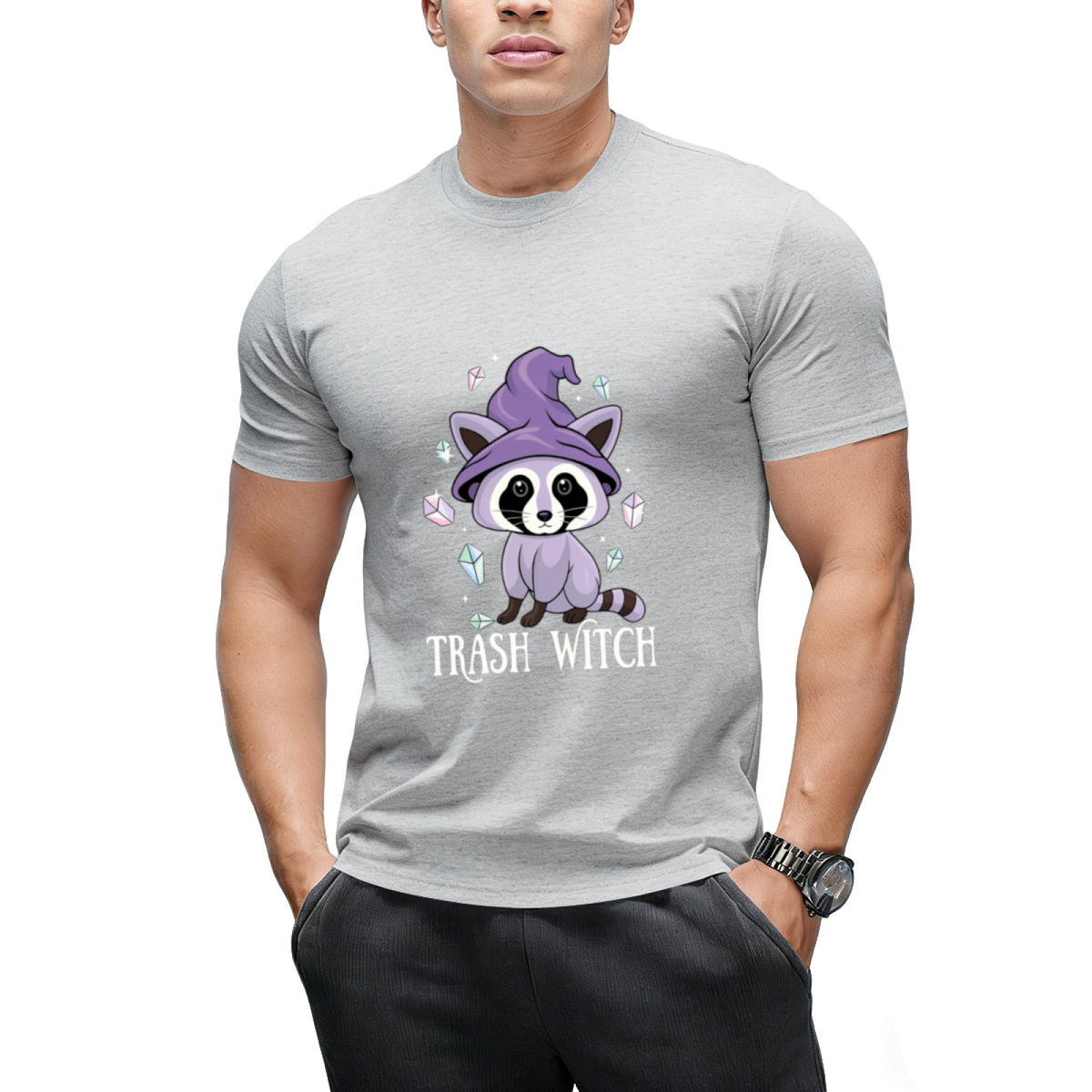 Trash Witch Raccoon Pastel Goth Graphic T-Shirt