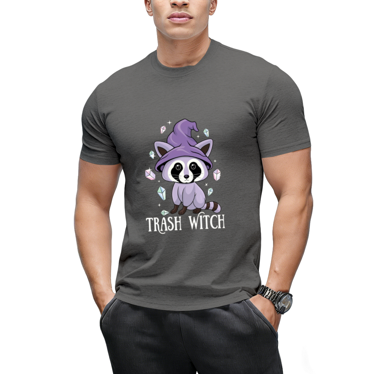 Trash Witch Raccoon Pastel Goth Graphic T-Shirt