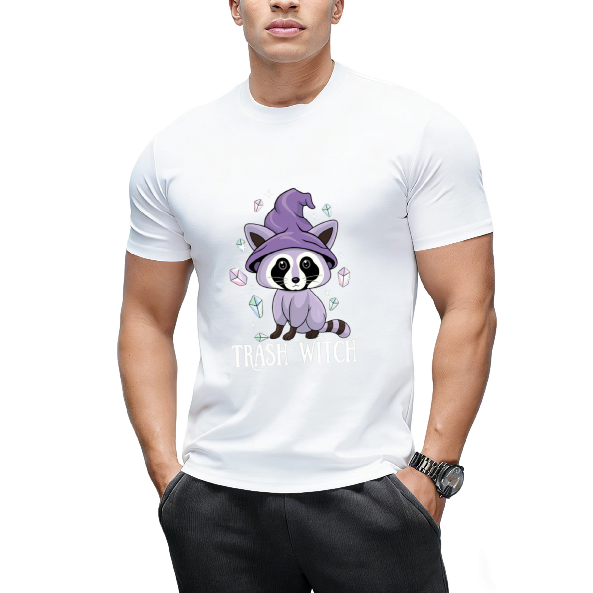 Trash Witch Raccoon Pastel Goth Graphic T-Shirt