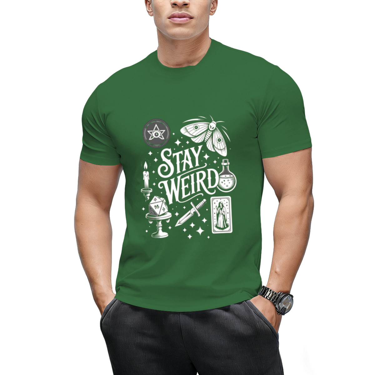 Stay Weird Witchy Vibes Halloween Graphic T-Shirt