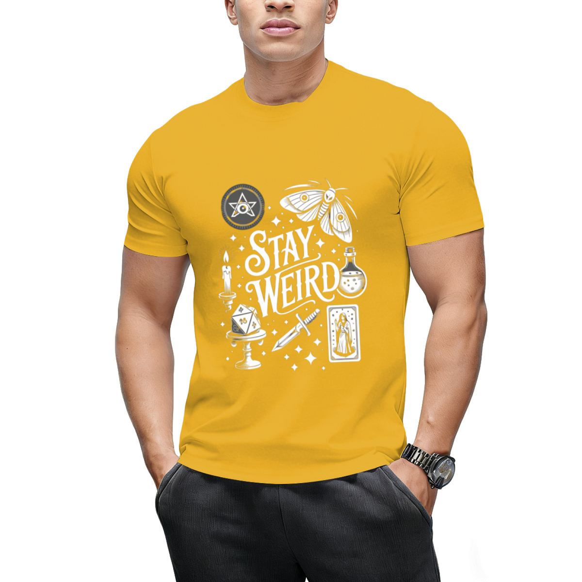 Stay Weird Witchy Vibes Halloween Graphic T-Shirt