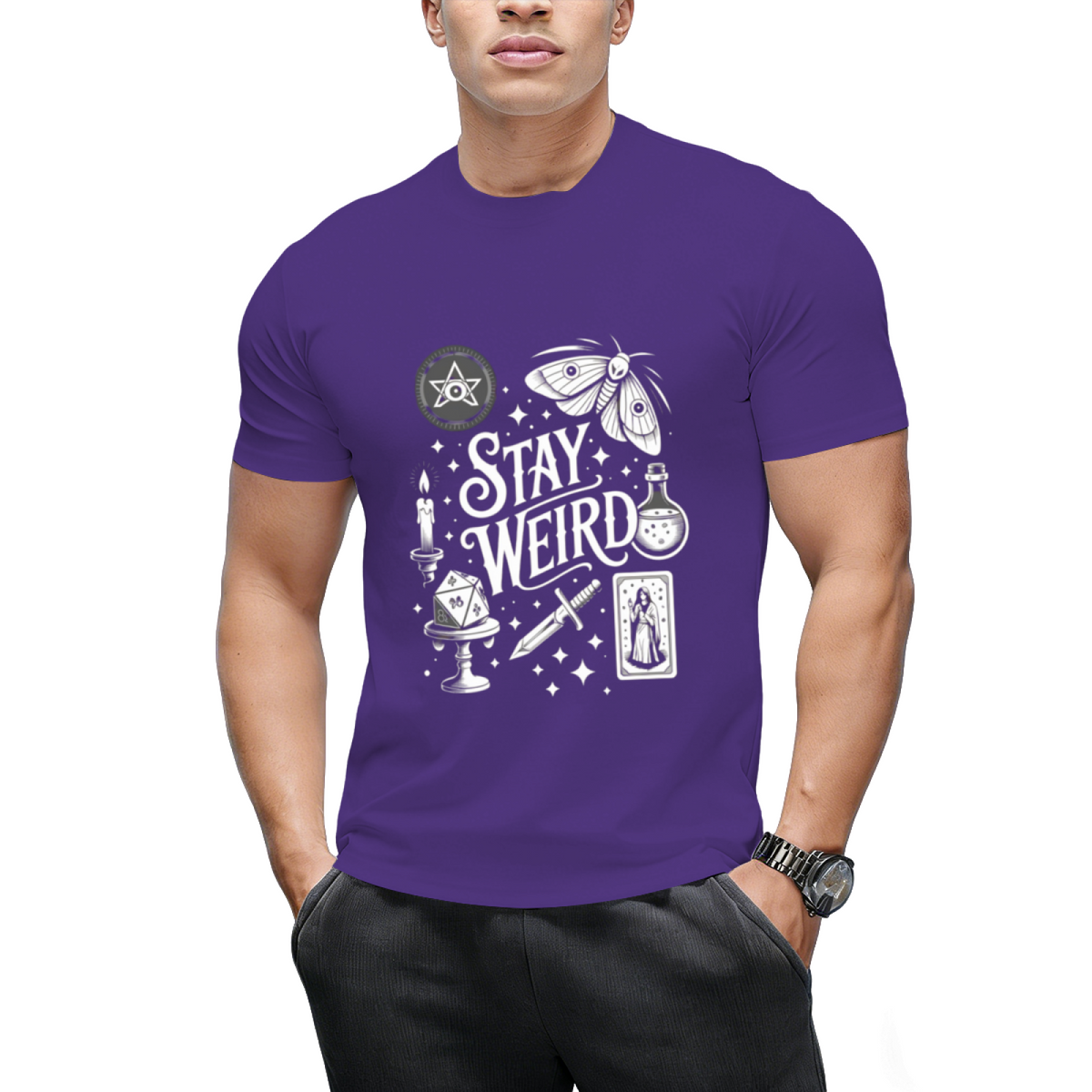 Stay Weird Witchy Vibes Halloween Graphic T-Shirt