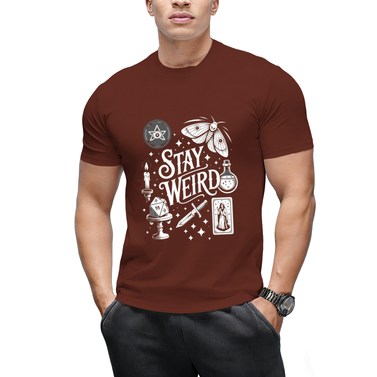 Stay Weird Witchy Vibes Halloween Graphic T-Shirt