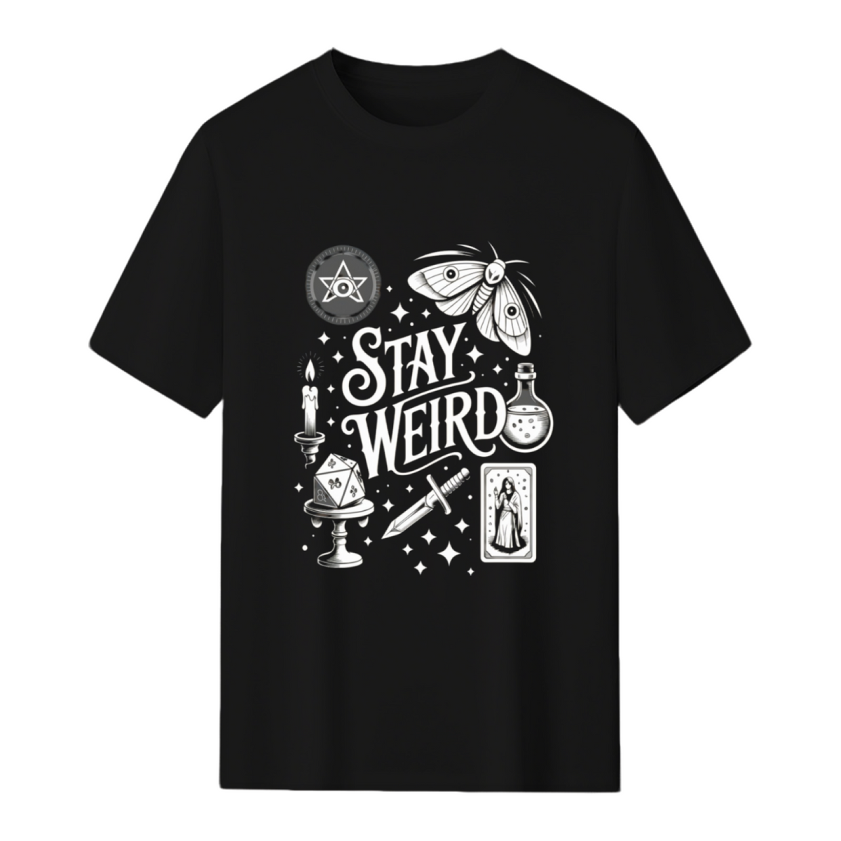 Stay Weird Witchy Vibes Halloween Graphic T-Shirt