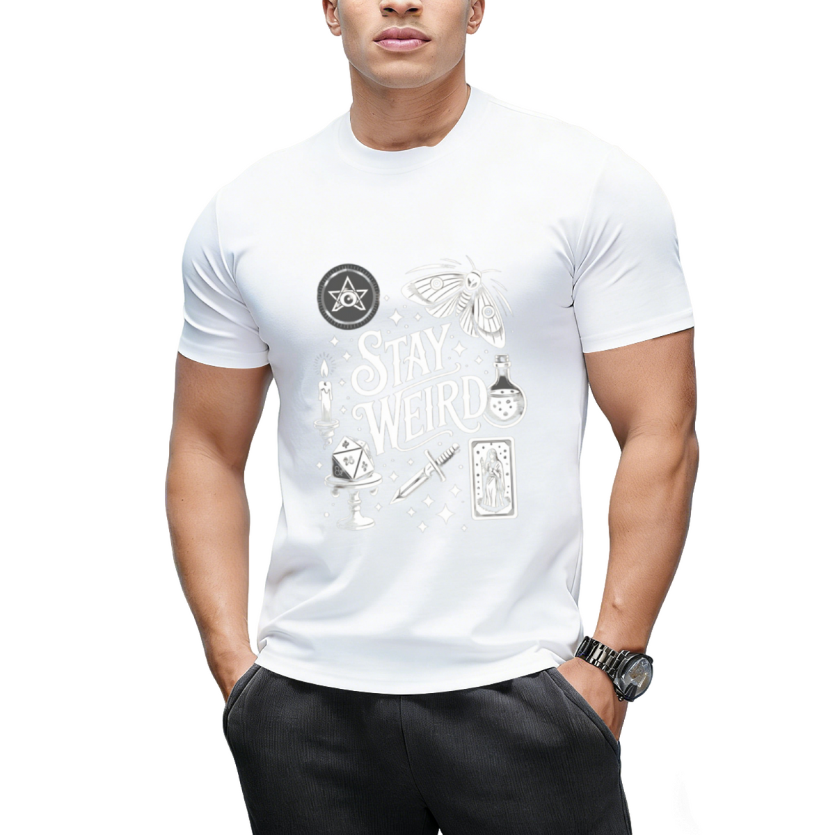 Stay Weird Witchy Vibes Halloween Graphic T-Shirt
