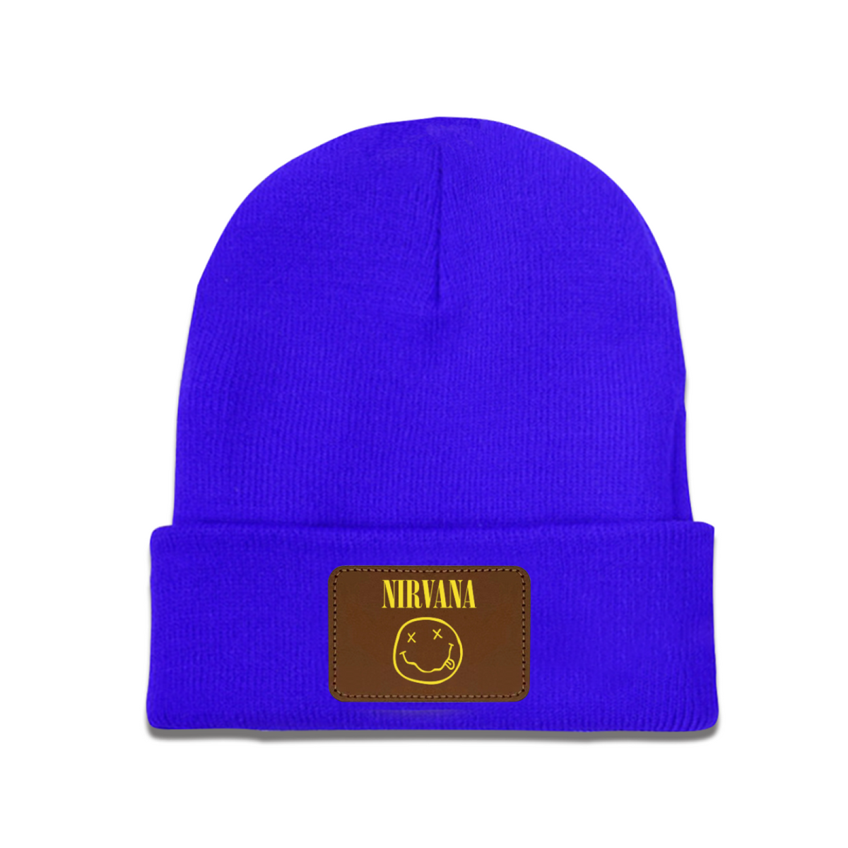 Nirvana Classic Smiley Face Knit Beanie with Patch