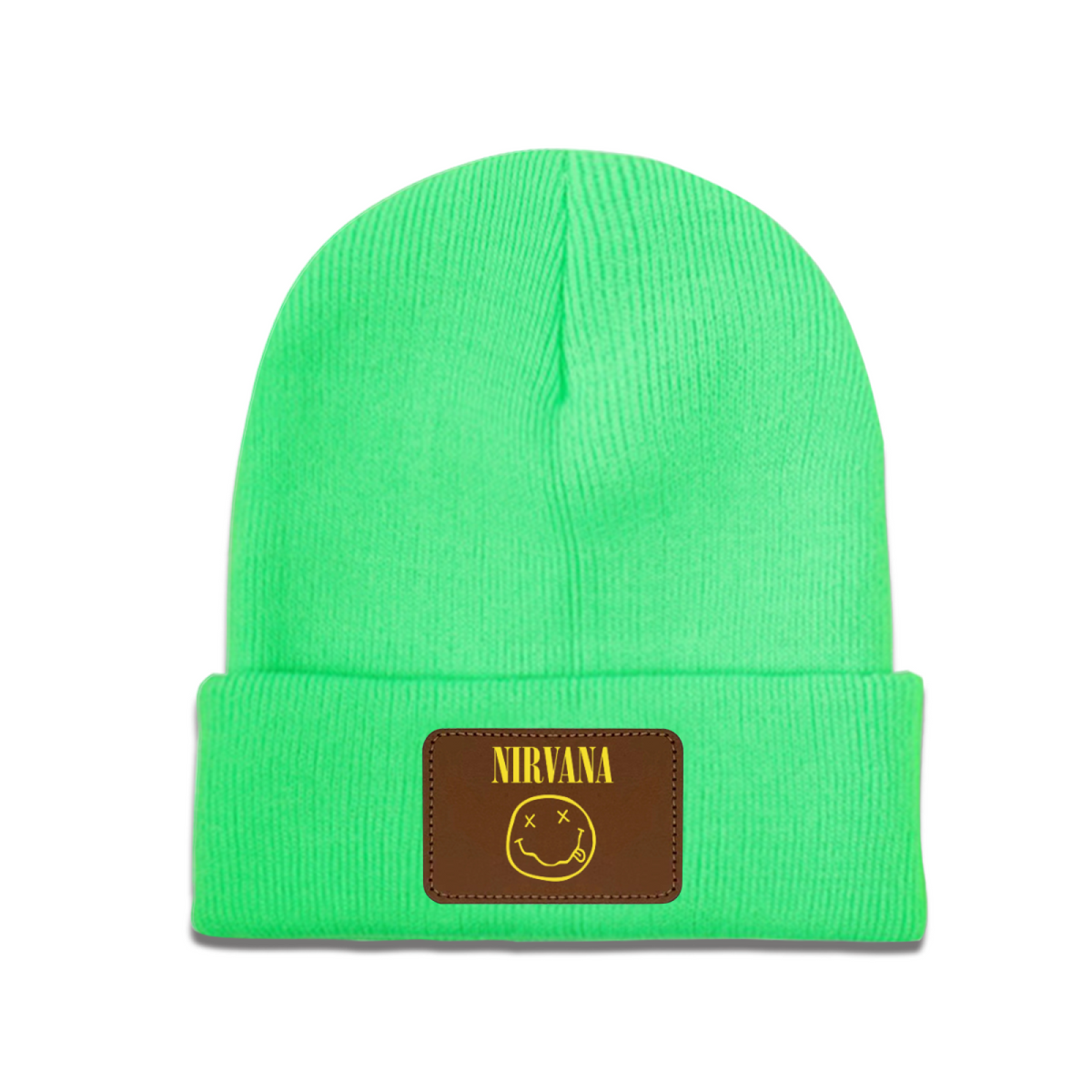 Nirvana Classic Smiley Face Knit Beanie with Patch