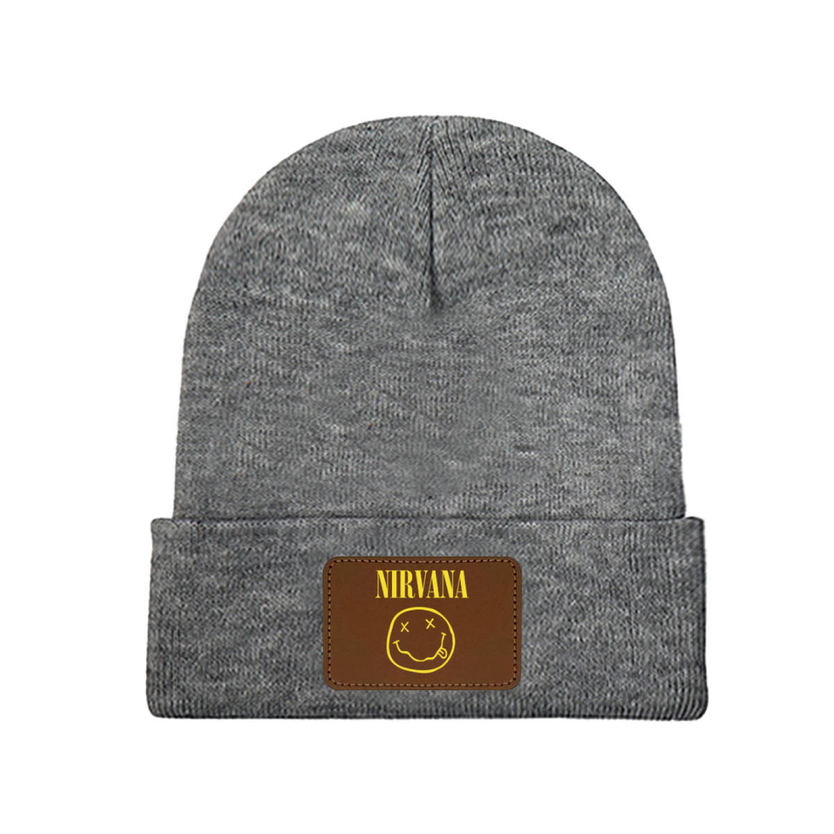Nirvana Classic Smiley Face Knit Beanie with Patch