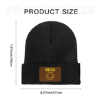 Nirvana Classic Smiley Face Knit Beanie – Nirvana-themed rectangular patch beanie product image, blackish green option