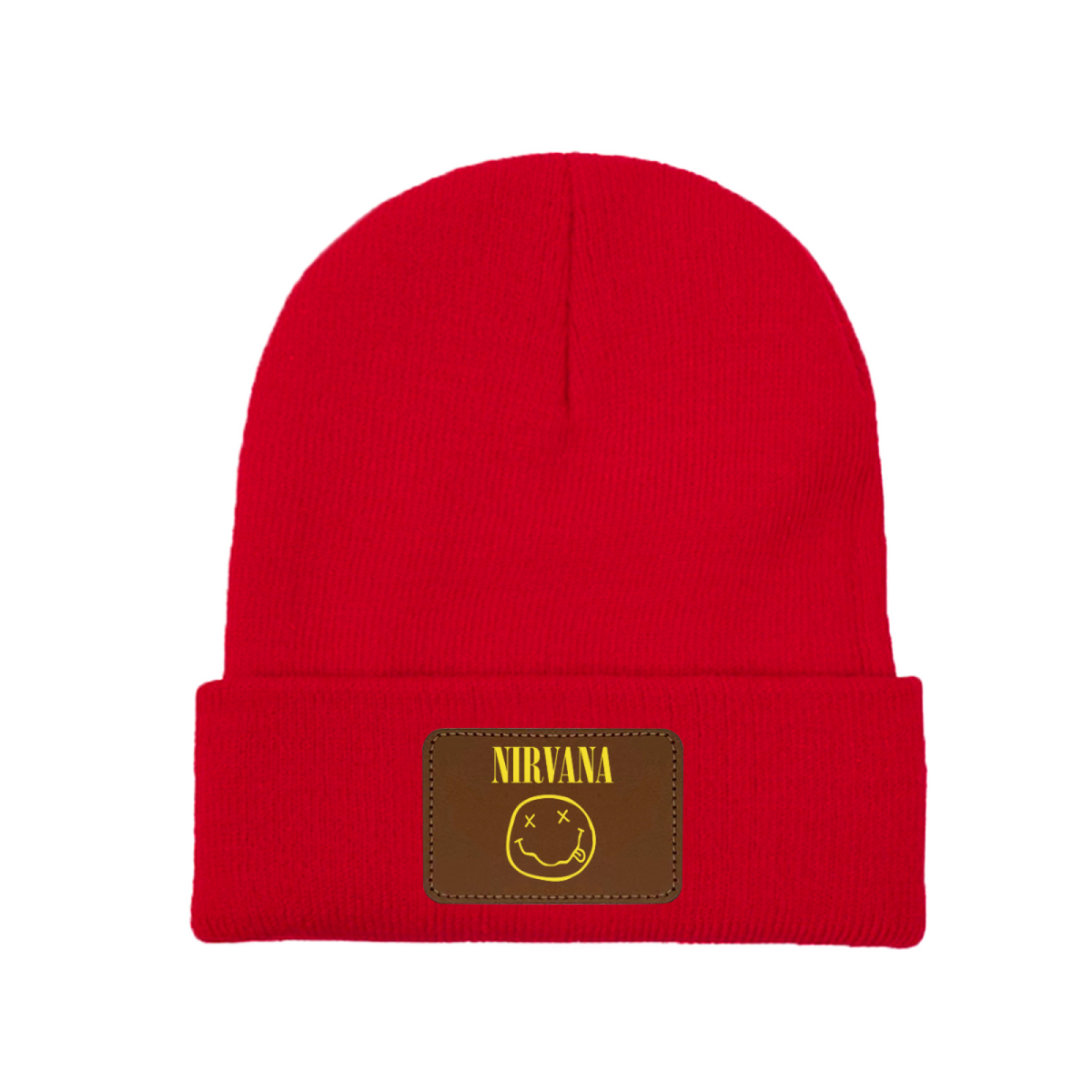 Nirvana Classic Smiley Face Knit Beanie with Patch