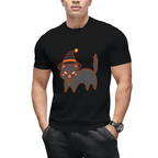 Star Hat Witch Cat Graphic T-Shirt
