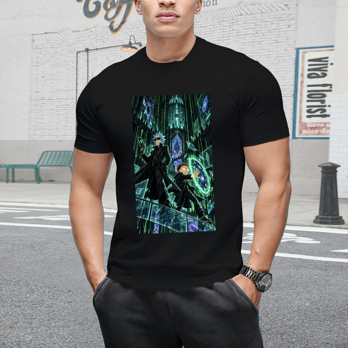 Emerald Cyber Cathedral Men's T-Shirt for Game Nights
