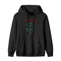 Hoodie product image with serve the servants green snake artwork, black colorway