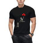 Skeleton with Three Red Balloons Graphic T-Shirt