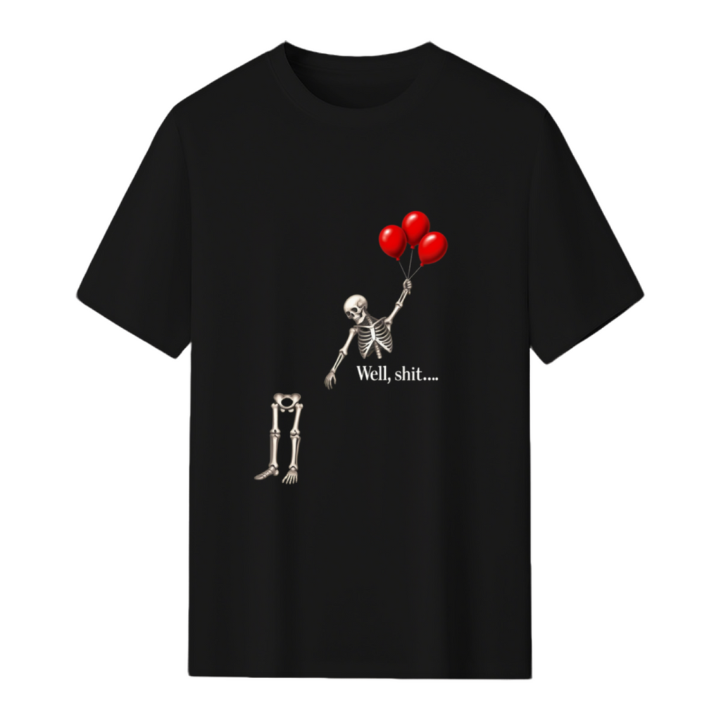 Skeleton with Three Red Balloons Graphic T-Shirt