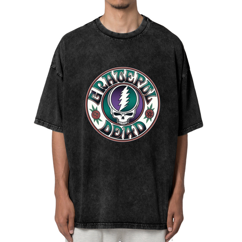 Front view of Grateful Dead Grateful Dead Blue Logo Artwork washed graphic T-shirt