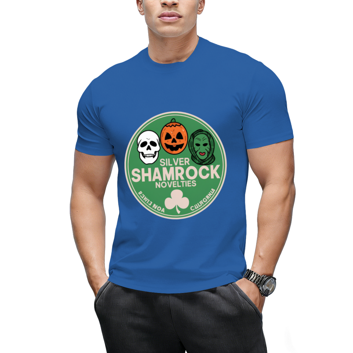 Silver Shamrock Masks Graphic T-Shirt