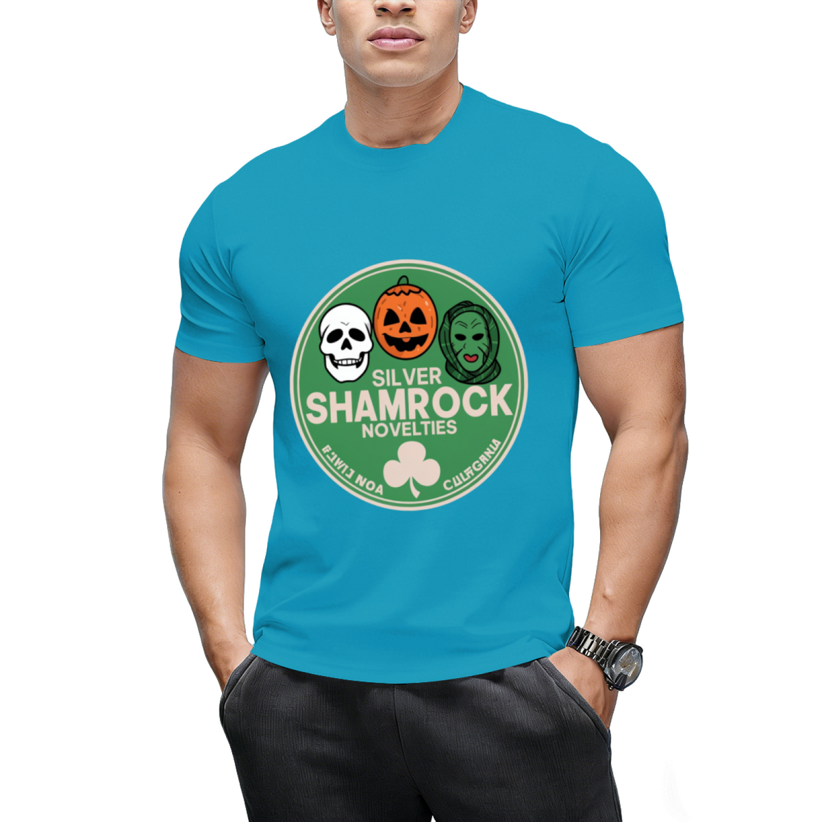 Silver Shamrock Masks Graphic T-Shirt