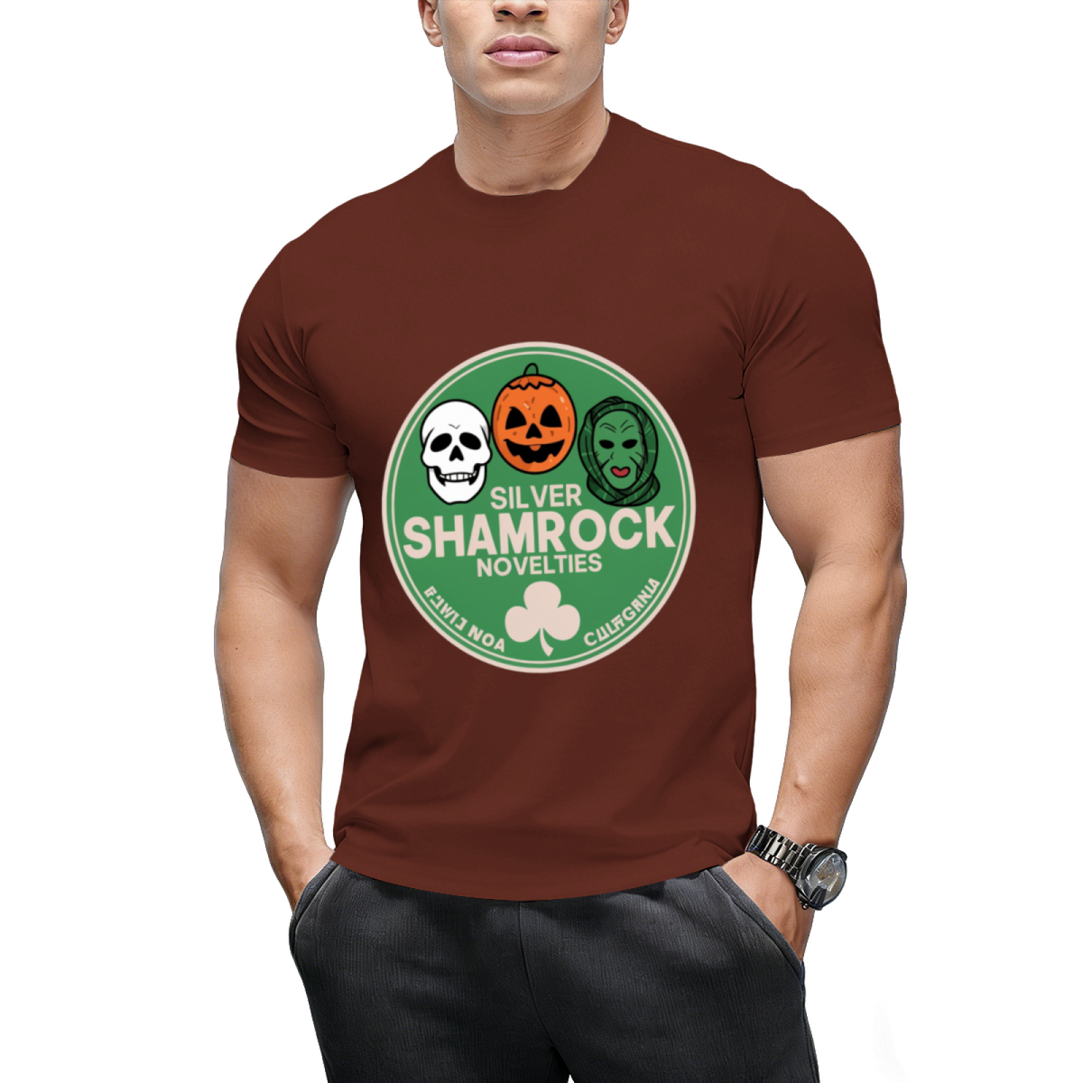 Silver Shamrock Masks Graphic T-Shirt