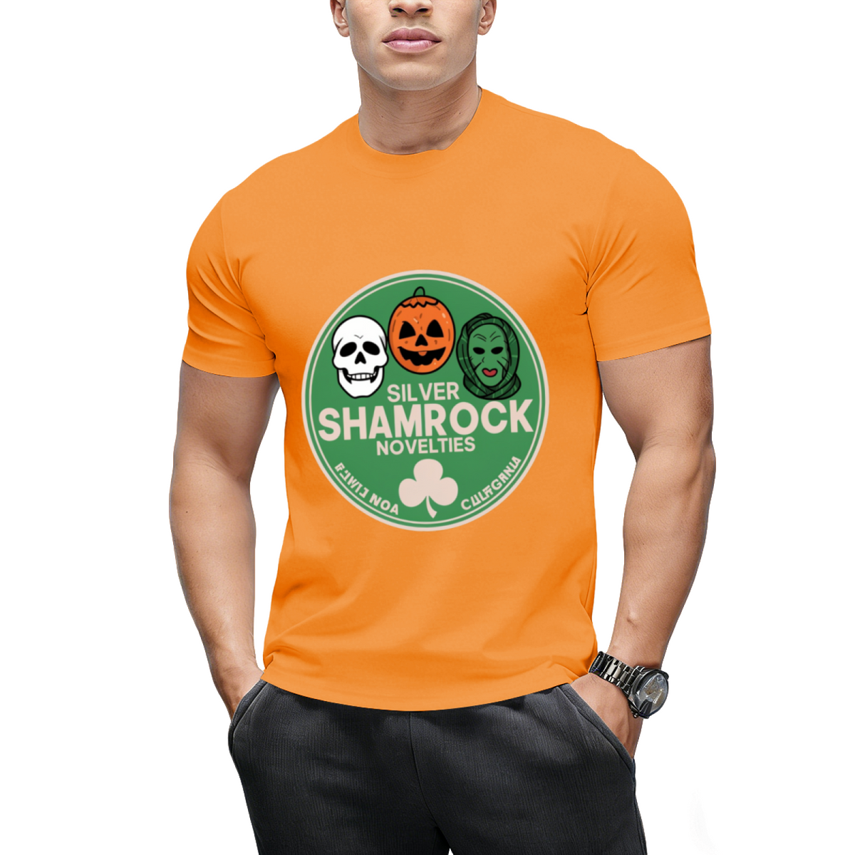 Silver Shamrock Masks Graphic T-Shirt