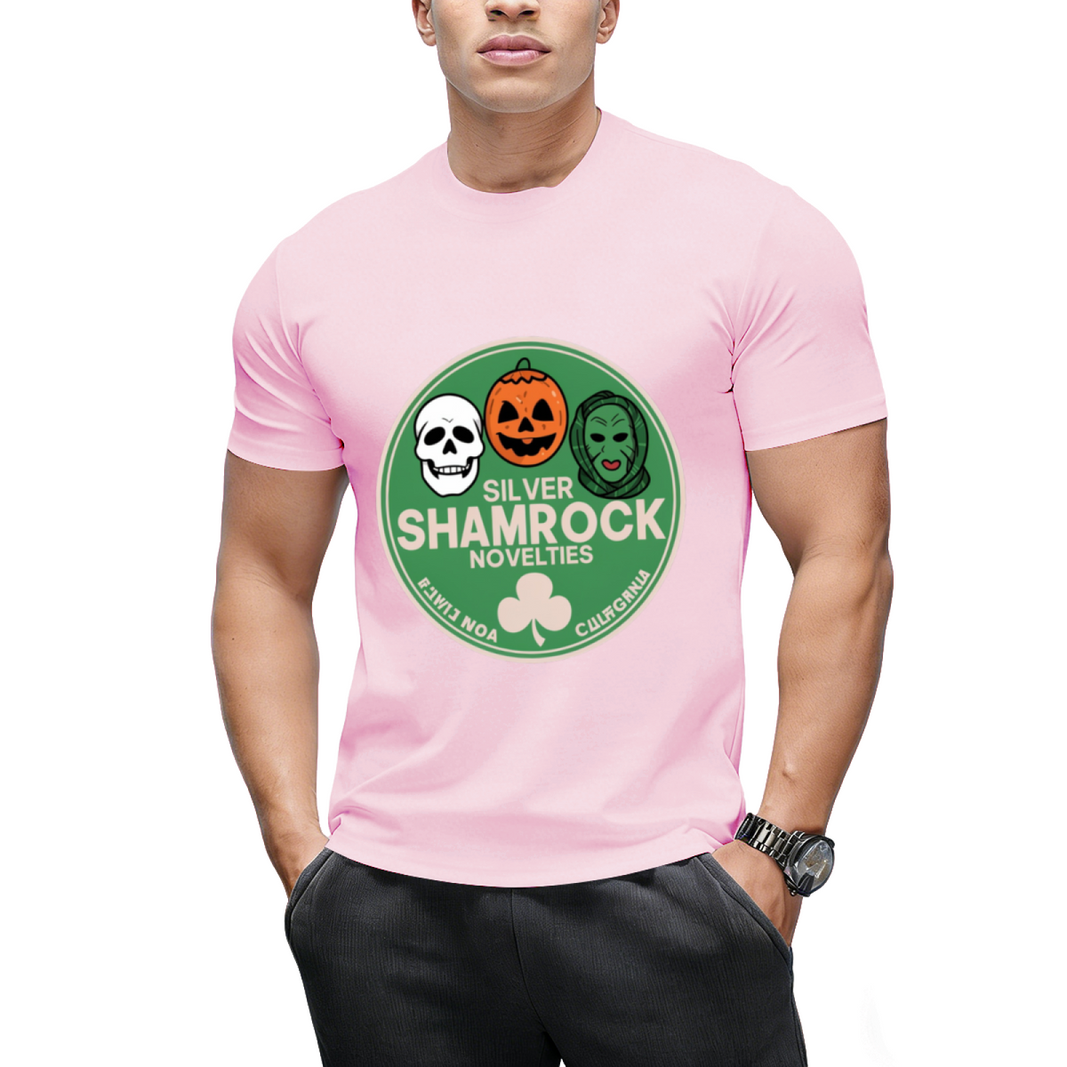 Silver Shamrock Masks Graphic T-Shirt