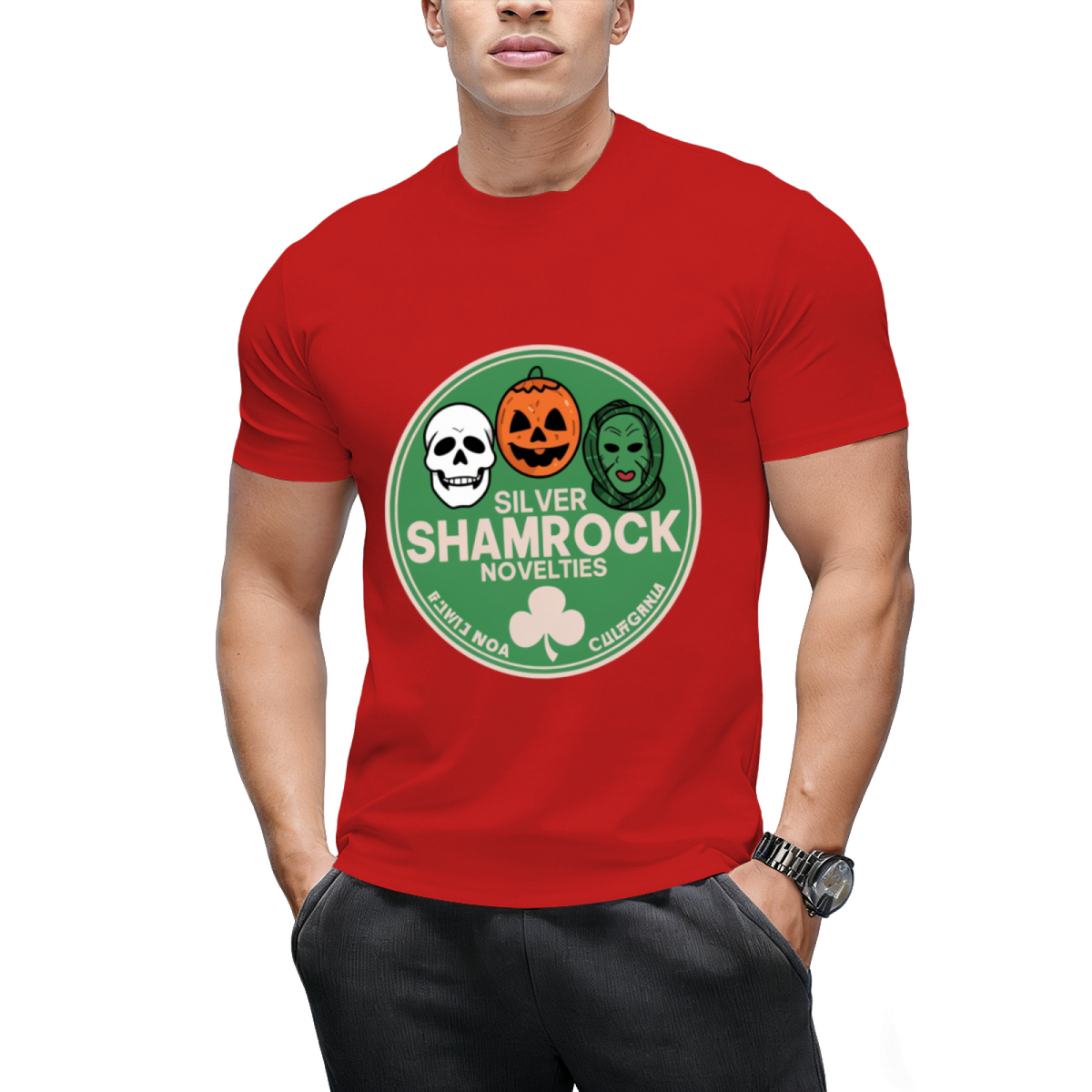 Silver Shamrock Masks Graphic T-Shirt