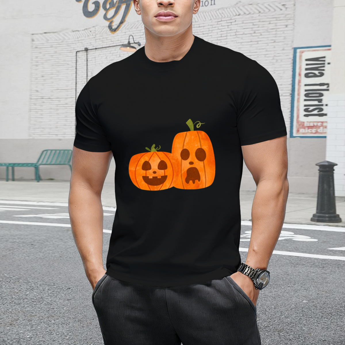 Spooky Pumpkins Graphic T-Shirt