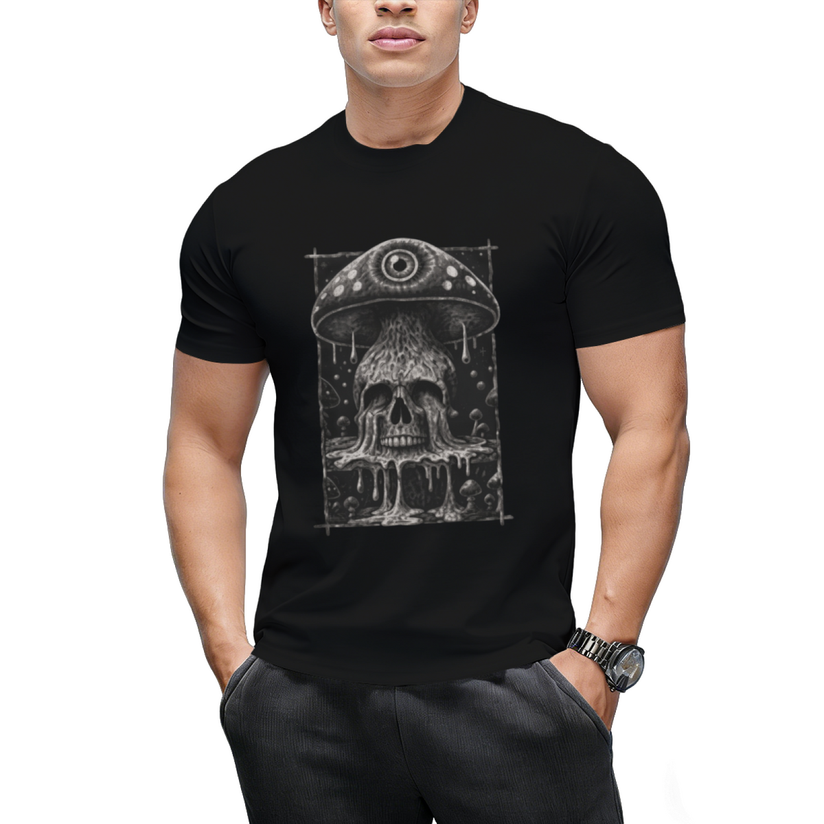 Mushroom Skull Graphic T-Shirt