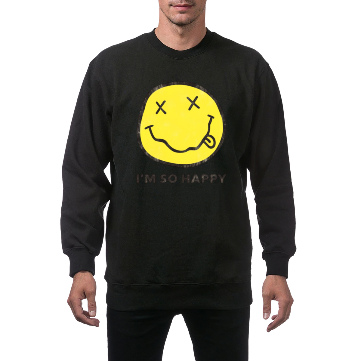 Artwork preview for Nirvana Happy Smiley Crewneck Sweatshirt