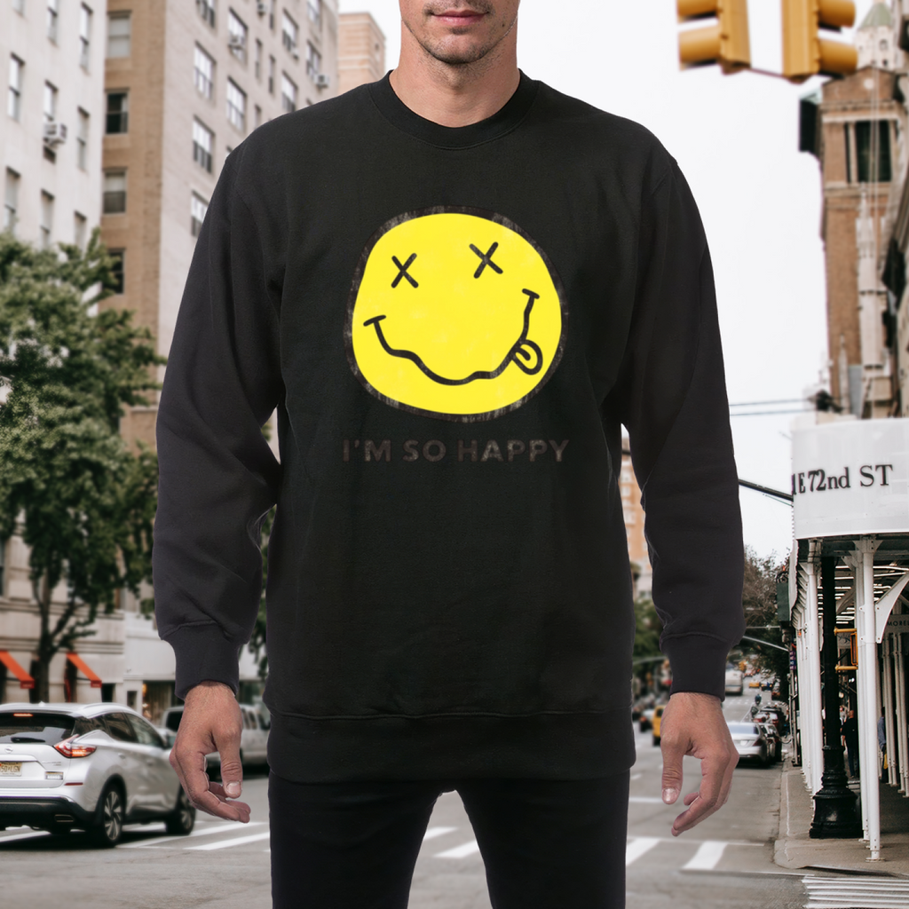 Artwork preview for Nirvana Happy Smiley Crewneck Sweatshirt