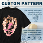 Close-up product image of Grateful Dead flaming skull lightning bolt graphic T-shirt on a black T-shirt