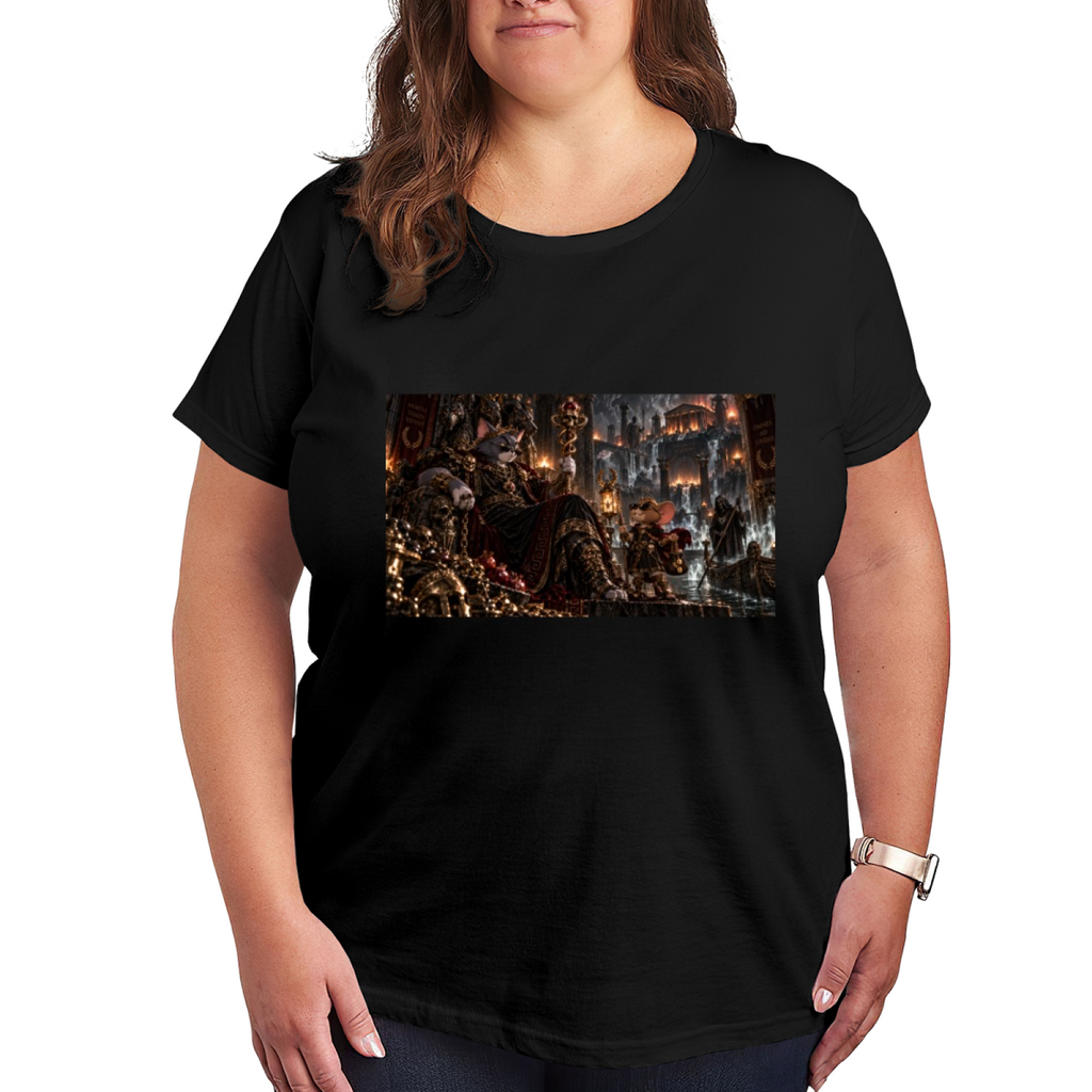 Firelit Feline Throne Women's T-Shirt for Game Nights