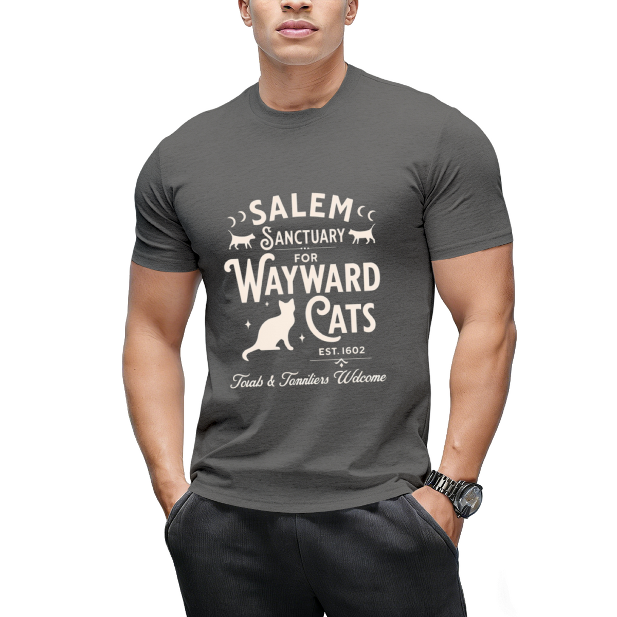 Salem Sanctuary for Wayward Cats Dark Graphic T-Shirt