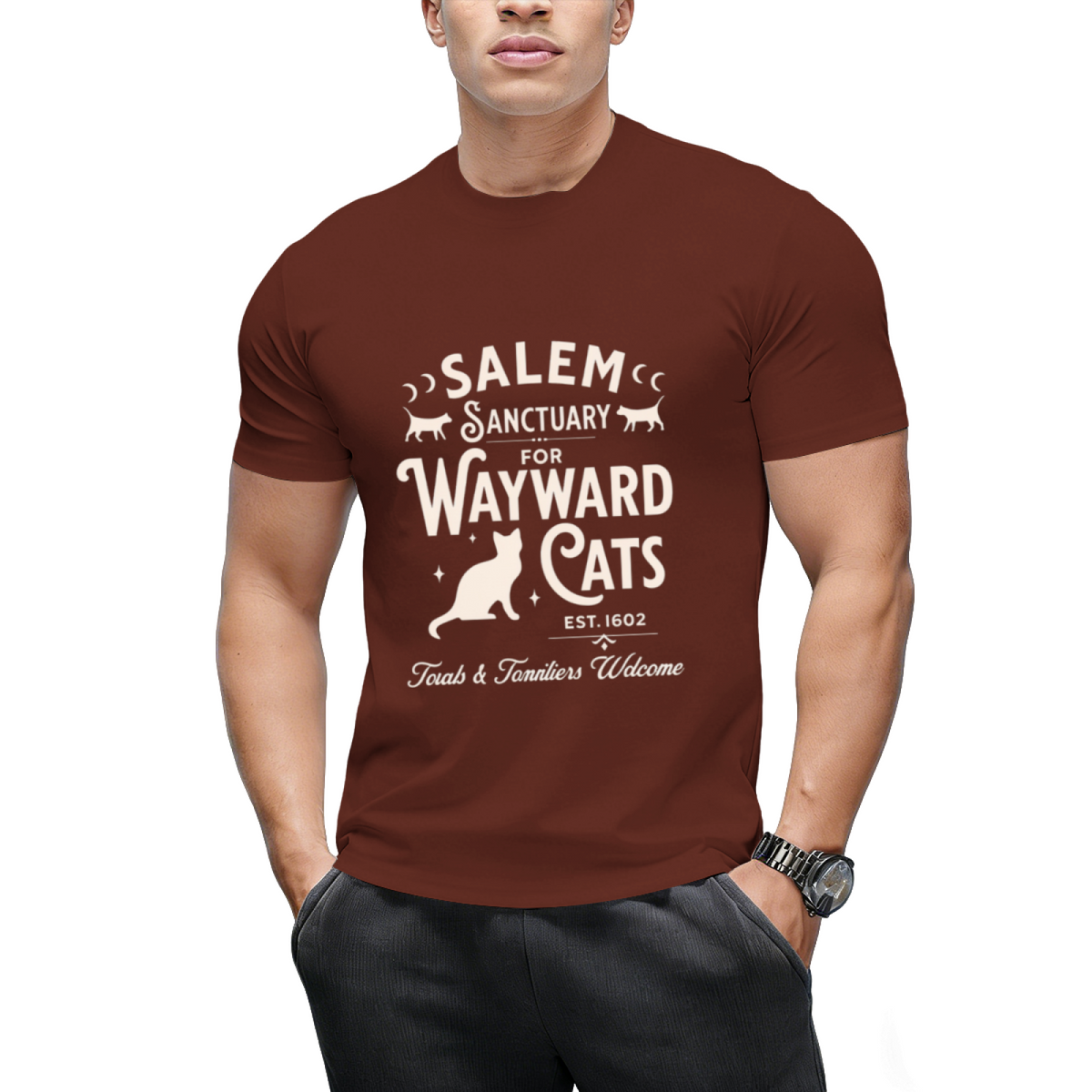 Salem Sanctuary for Wayward Cats Dark Graphic T-Shirt