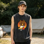 Grateful Dead washed graphic tank top with Jerry Garcia - Wolf Guitar Emblem graphic