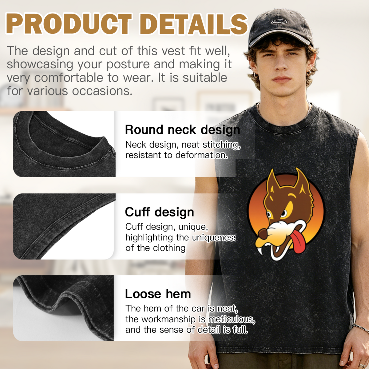Grateful Dead washed graphic tank top with Jerry Garcia - Wolf Guitar Emblem graphic