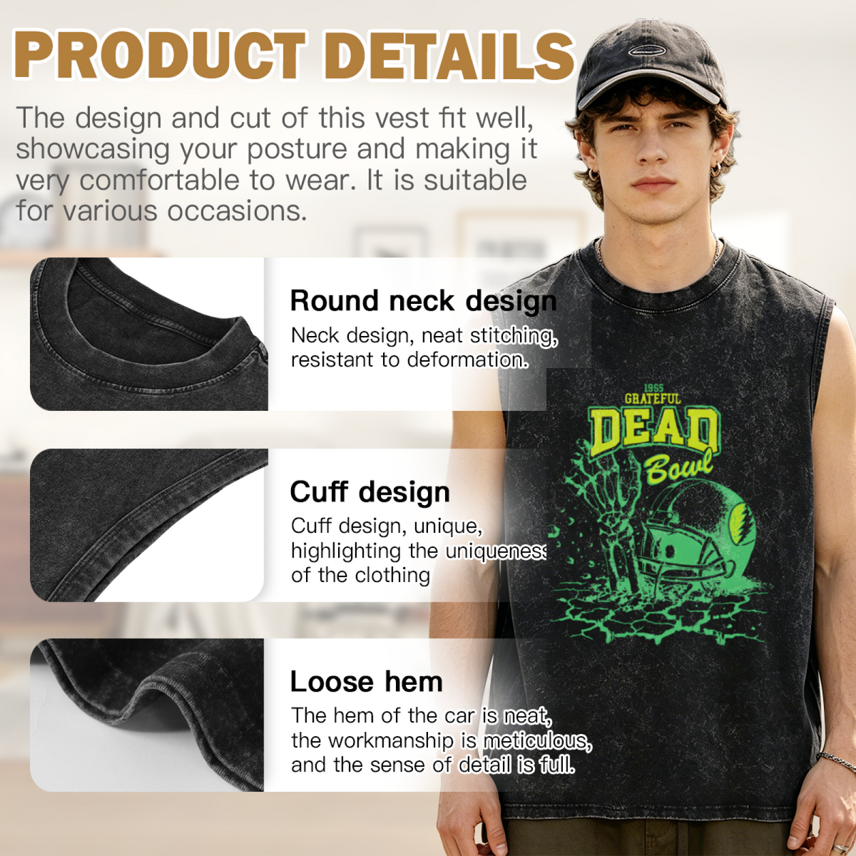 Grateful Dead washed graphic tank top with Bowl graphic