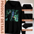 Hood, pouch pocket and sleeve-cuff detail images accompanying the men's Gateway in the Gothic Hall hoodie