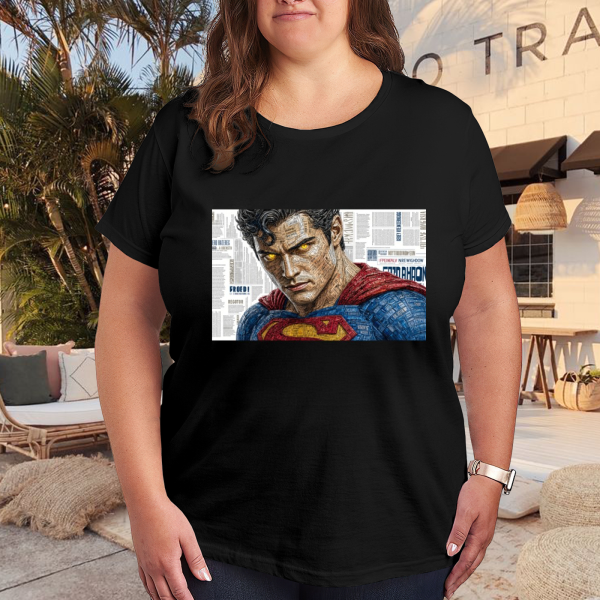 Golden Gaze Newsprint Women's T-Shirt for Gallery Days