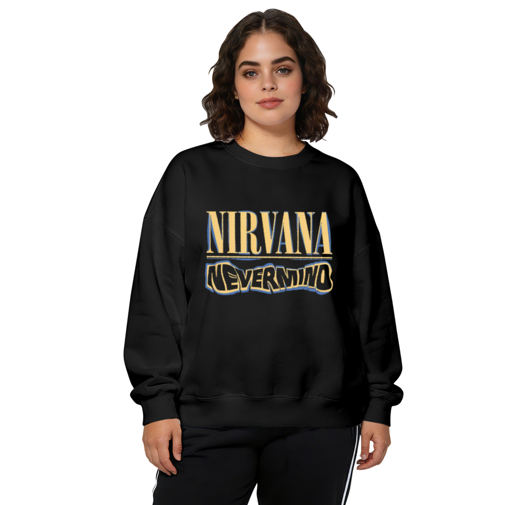 Crewneck sweatshirt product image with Nevermind album-era logo graphic