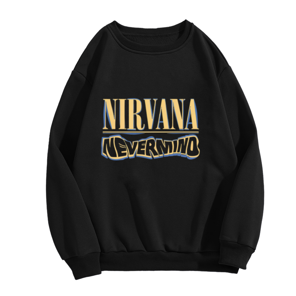 Crewneck sweatshirt product image with Nevermind album-era logo graphic
