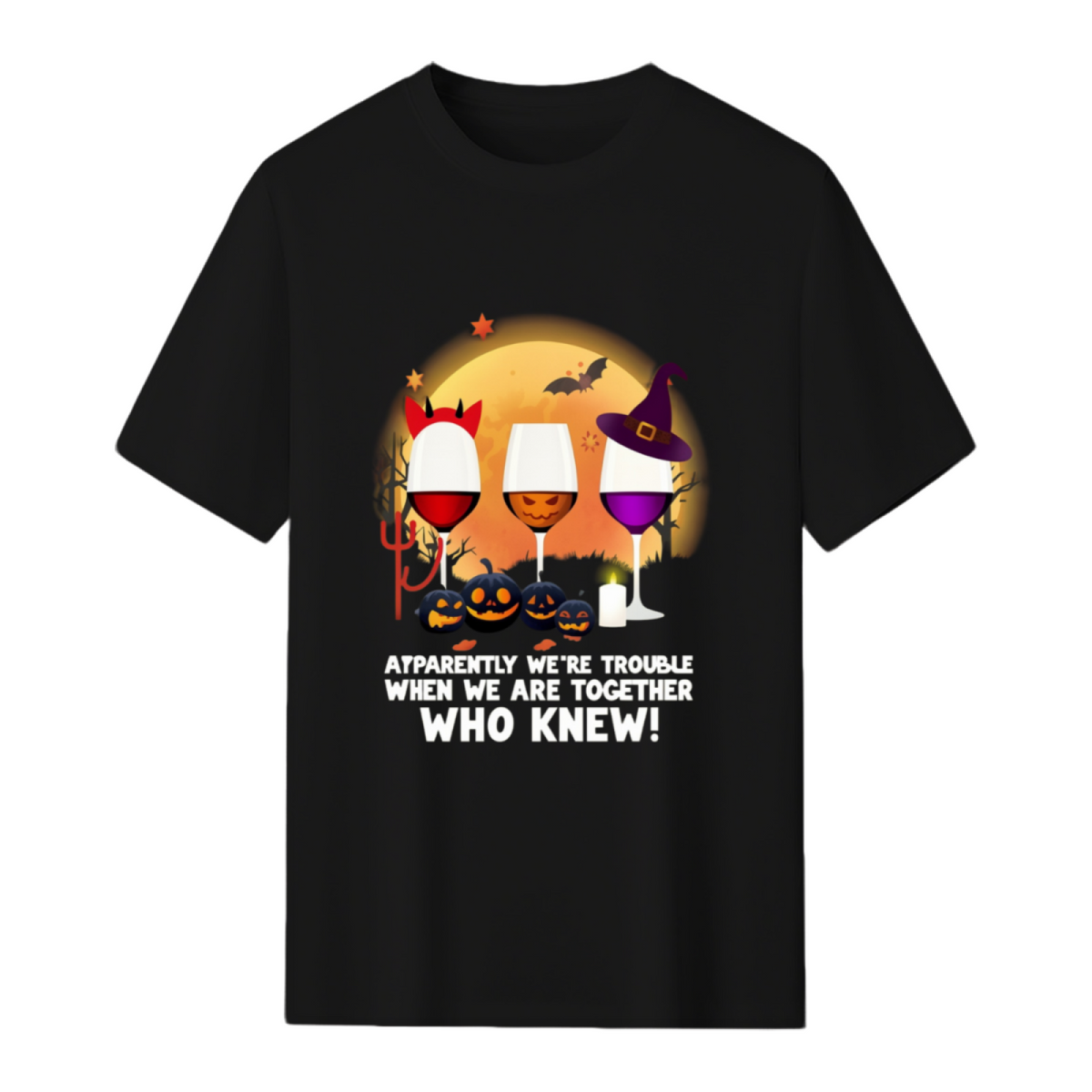 Witch Drink Wine Halloween Graphic T-Shirt