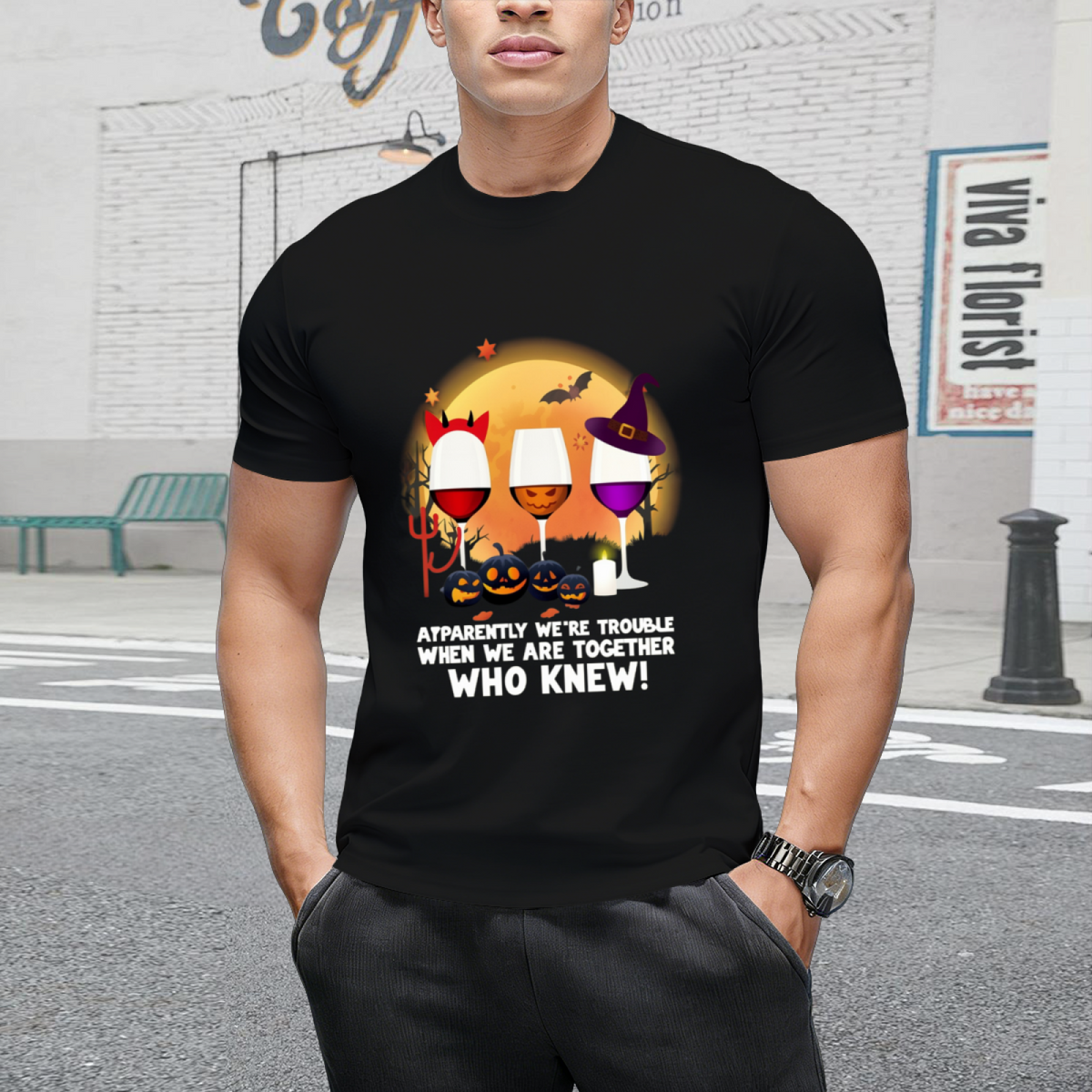 Witch Drink Wine Halloween Graphic T-Shirt