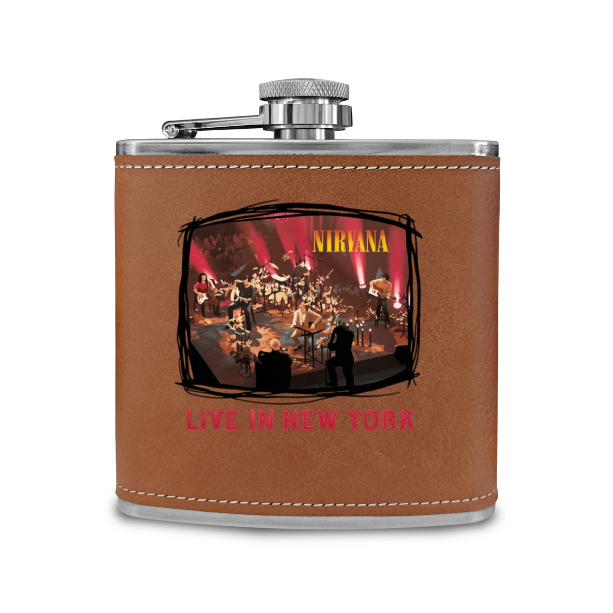 Nirvana Live in New York 6oz Vintage Stainless Steel Hip Flask