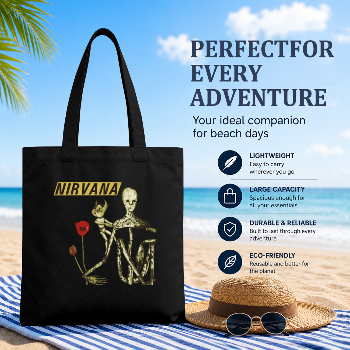 Nirvana Incesticide Celery Canvas Tote Bag — an Incesticide-inspired design identified as the celery edition