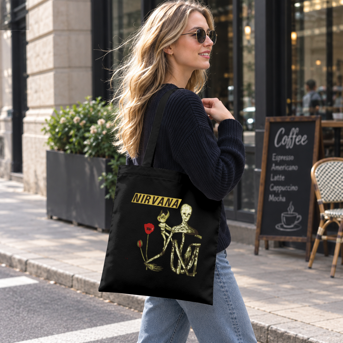 Nirvana Incesticide Celery Canvas Tote Bag — an Incesticide-inspired design identified as the celery edition