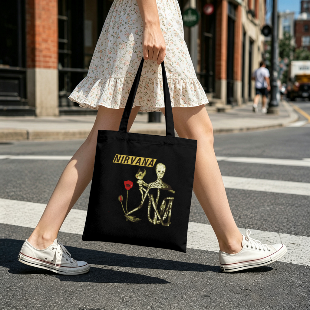 Nirvana Incesticide Celery Canvas Tote Bag — an Incesticide-inspired design identified as the celery edition