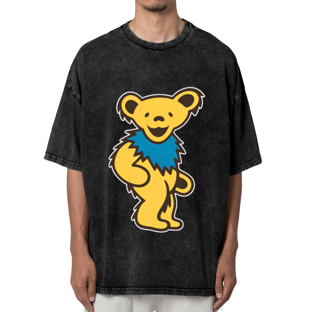Front view of Grateful Dead Daphyl's Dancing Bears washed graphic T-shirt